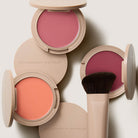 blush compacts and a brush