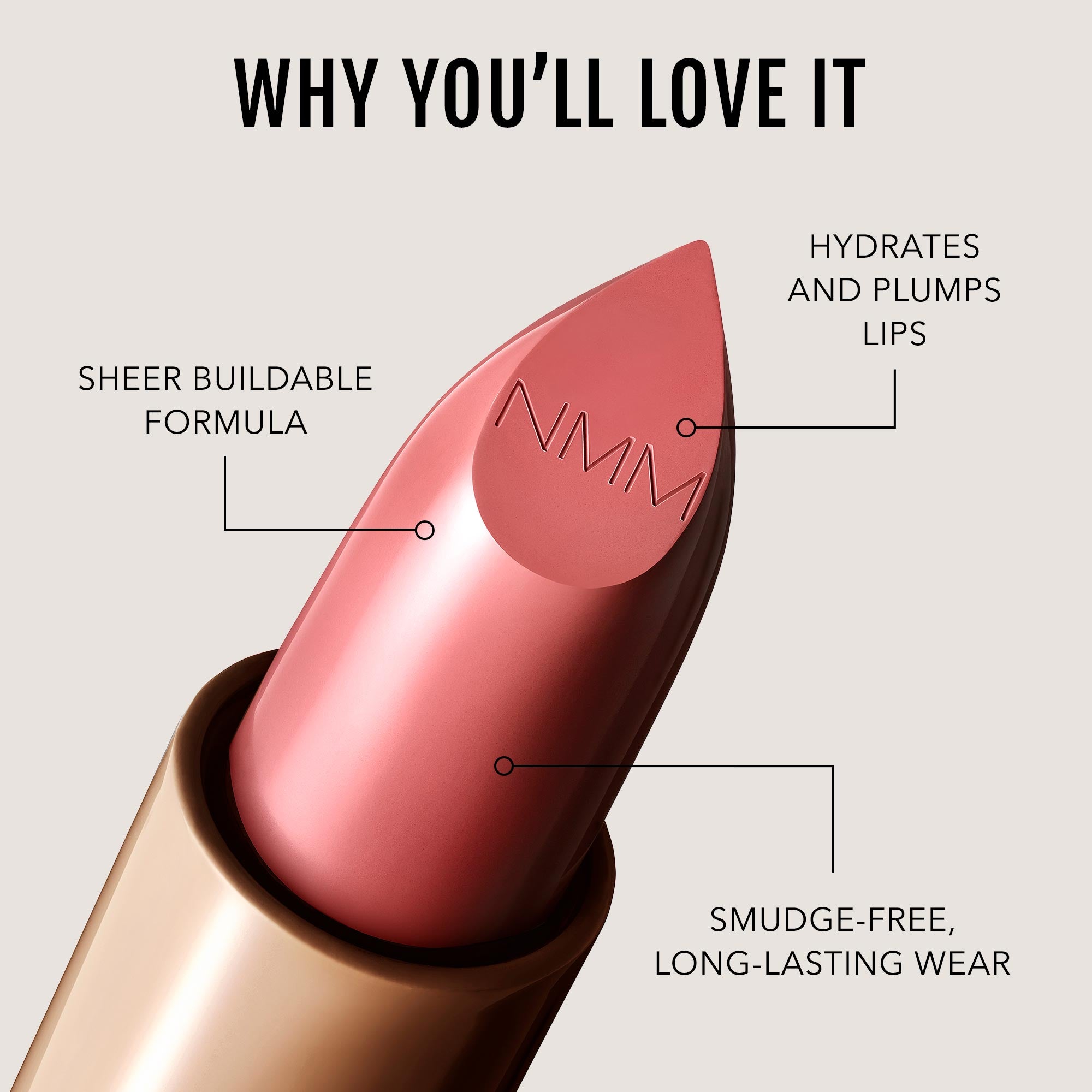 Pink 01 Lipstick with features highlighted