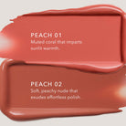 peach 01 and peach 02 swatches
