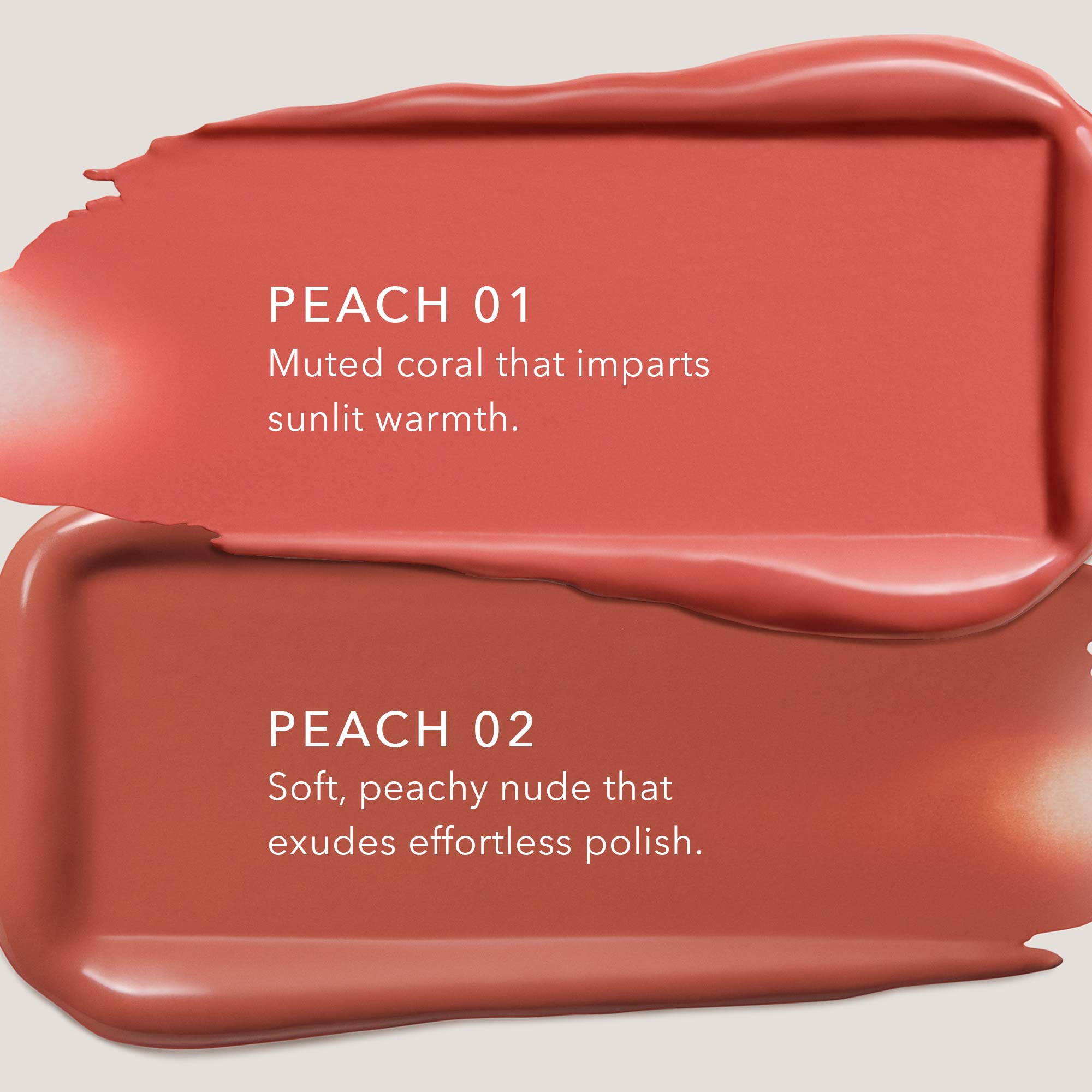 peach 01 and peach 02 swatches