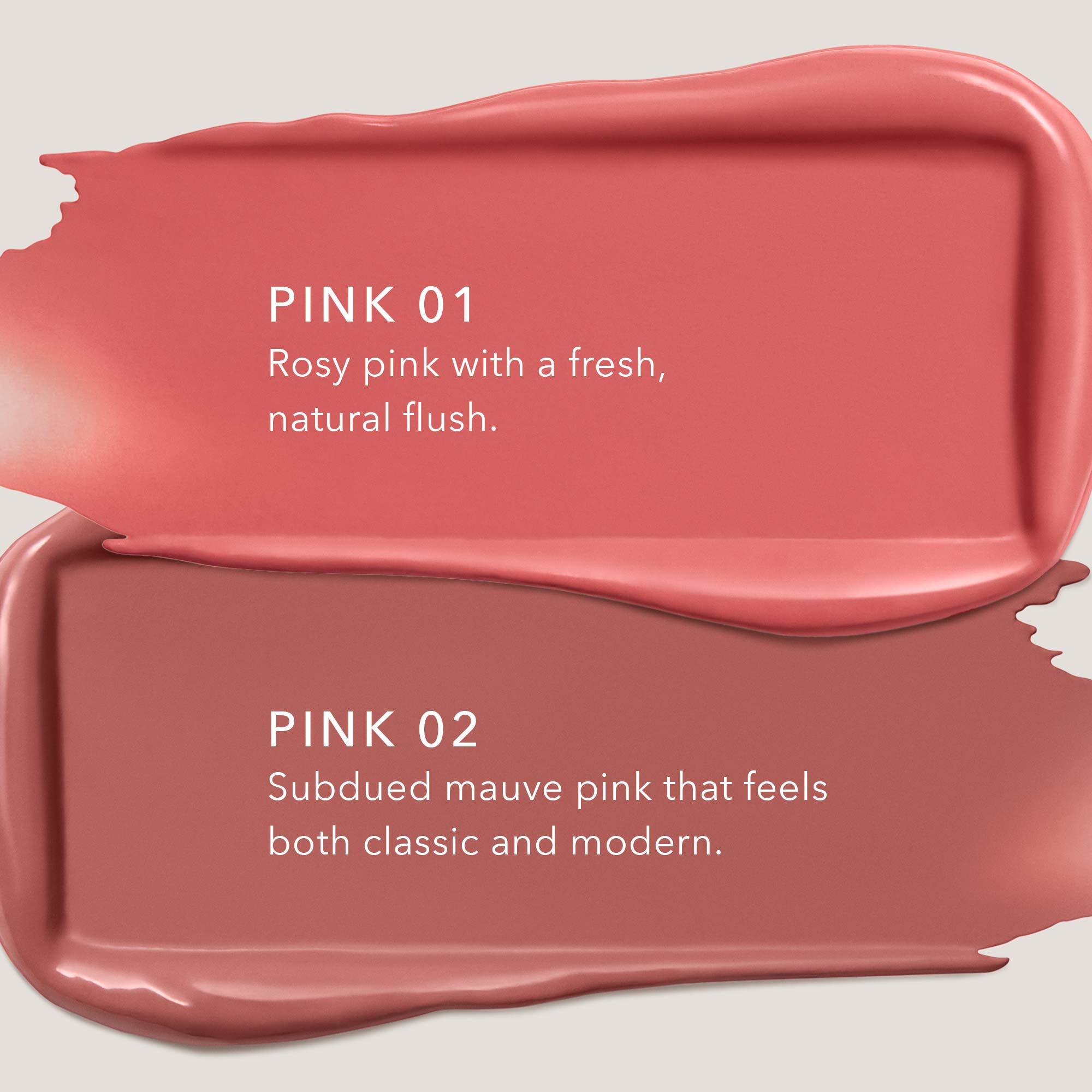 pink 01 and pink 02 swatches