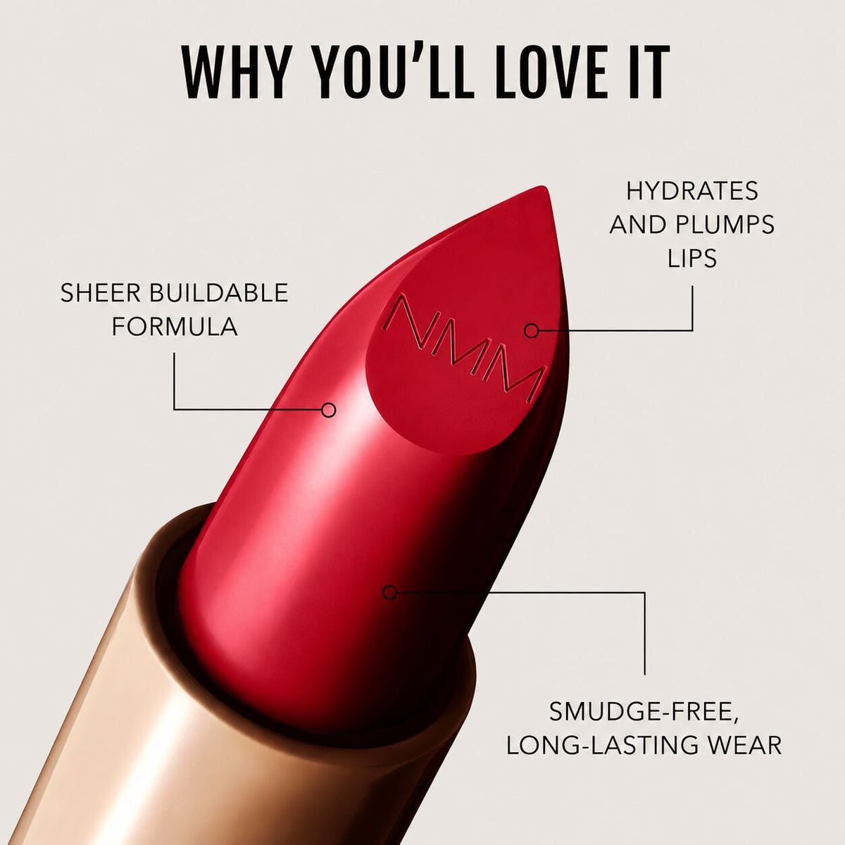 No Makeup Makeup why you'll love it Creme classic lipstick in original red