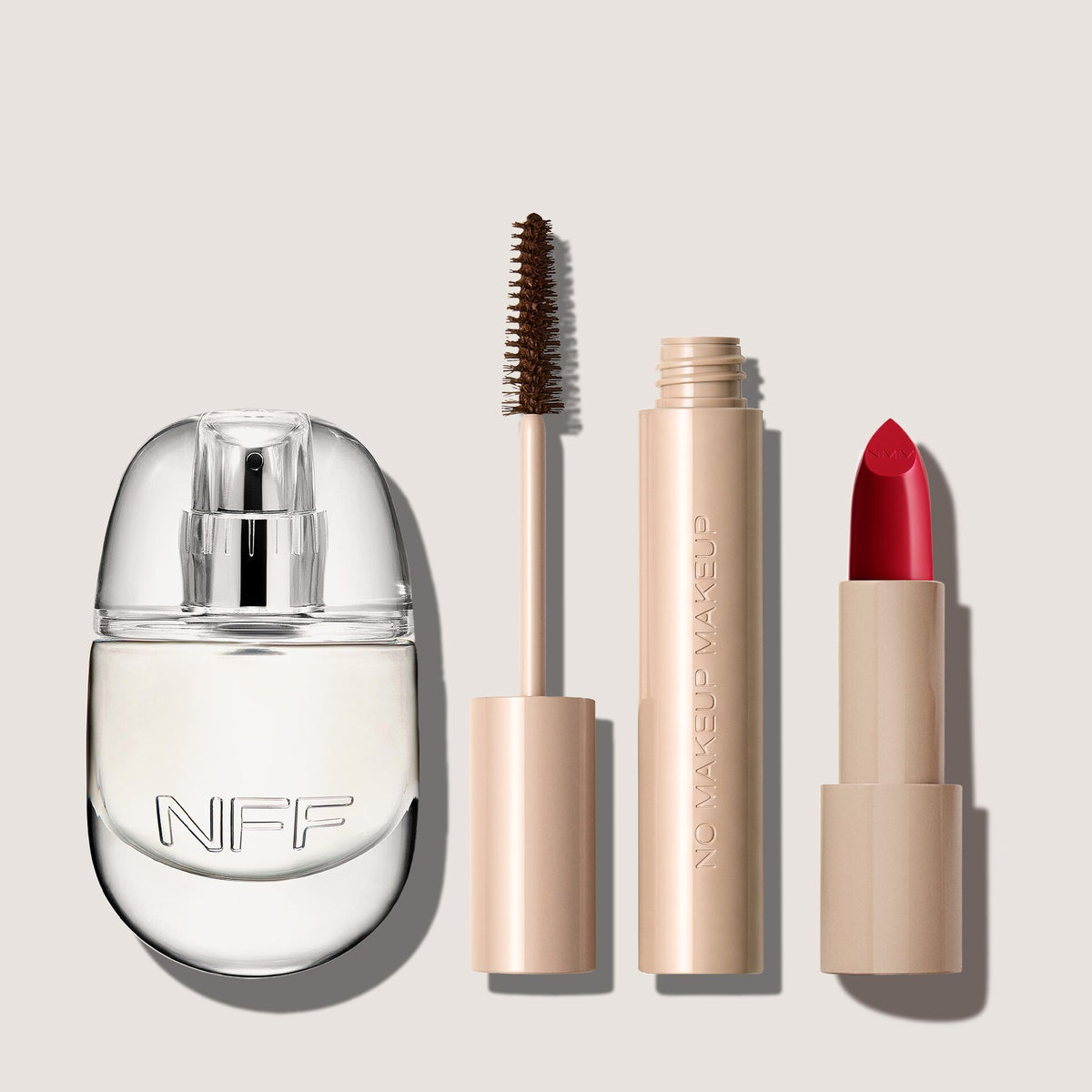 no makeup makeup holiday night out set - no fragrance fragrance, perfect swipe mascara, creme classic lipstick in original red