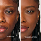 An image of a woman wearing FlexShade Foundation by No Makeup Makeup in Dark