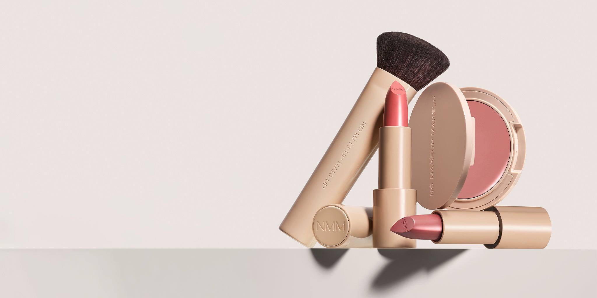 No Makeup Makeup – Makeup set with Creme Classic Lipsticks, Blush & Lip Color,  and blush Brush, natural minimal makeup