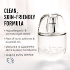 No Makeup Makeup – Clear bottle on a white background, featuring text about a clean, skin-friendly formula, natural minimal makeup