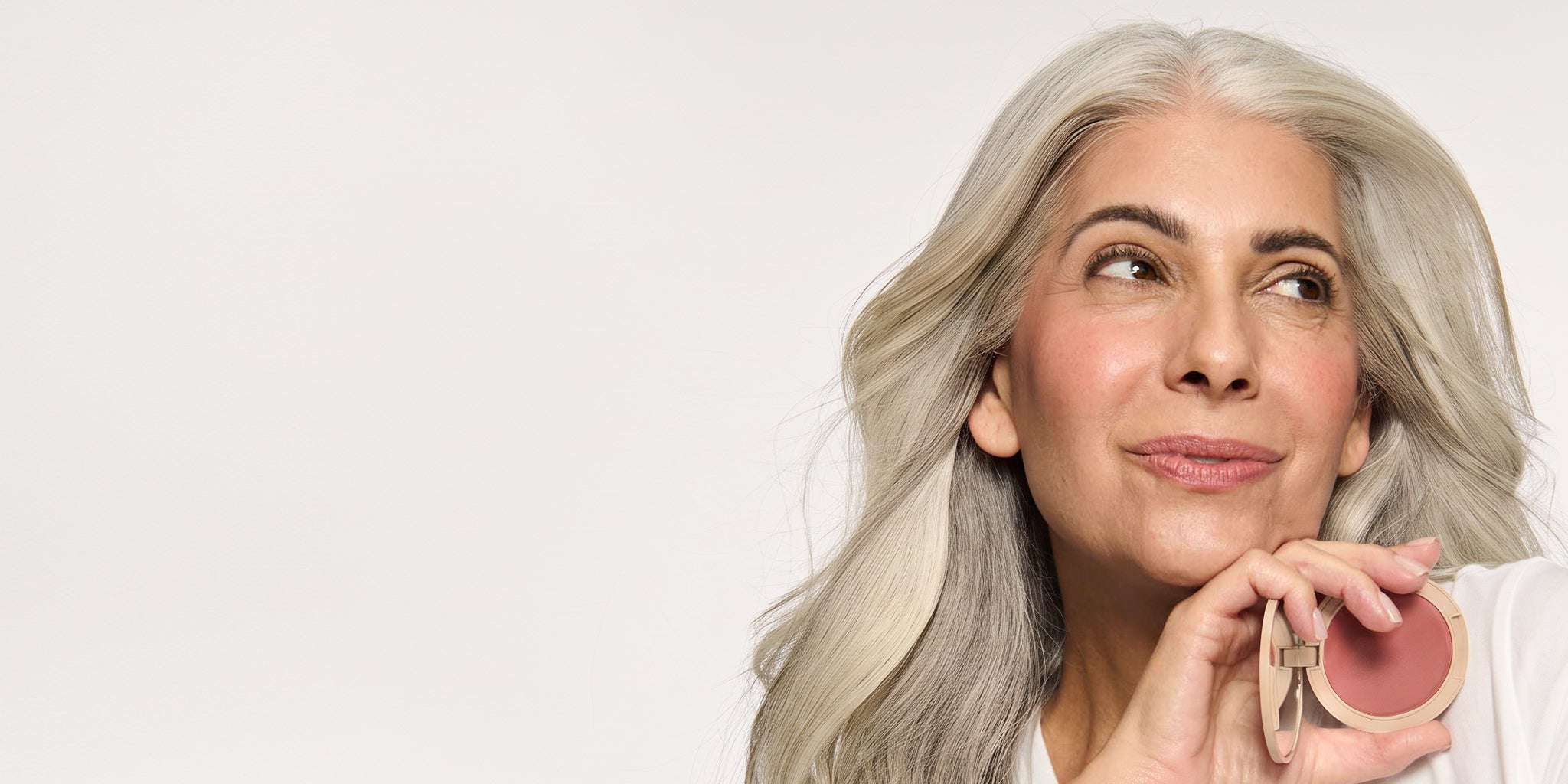 Woman wearing No Makeup Makeup blush and lip color
