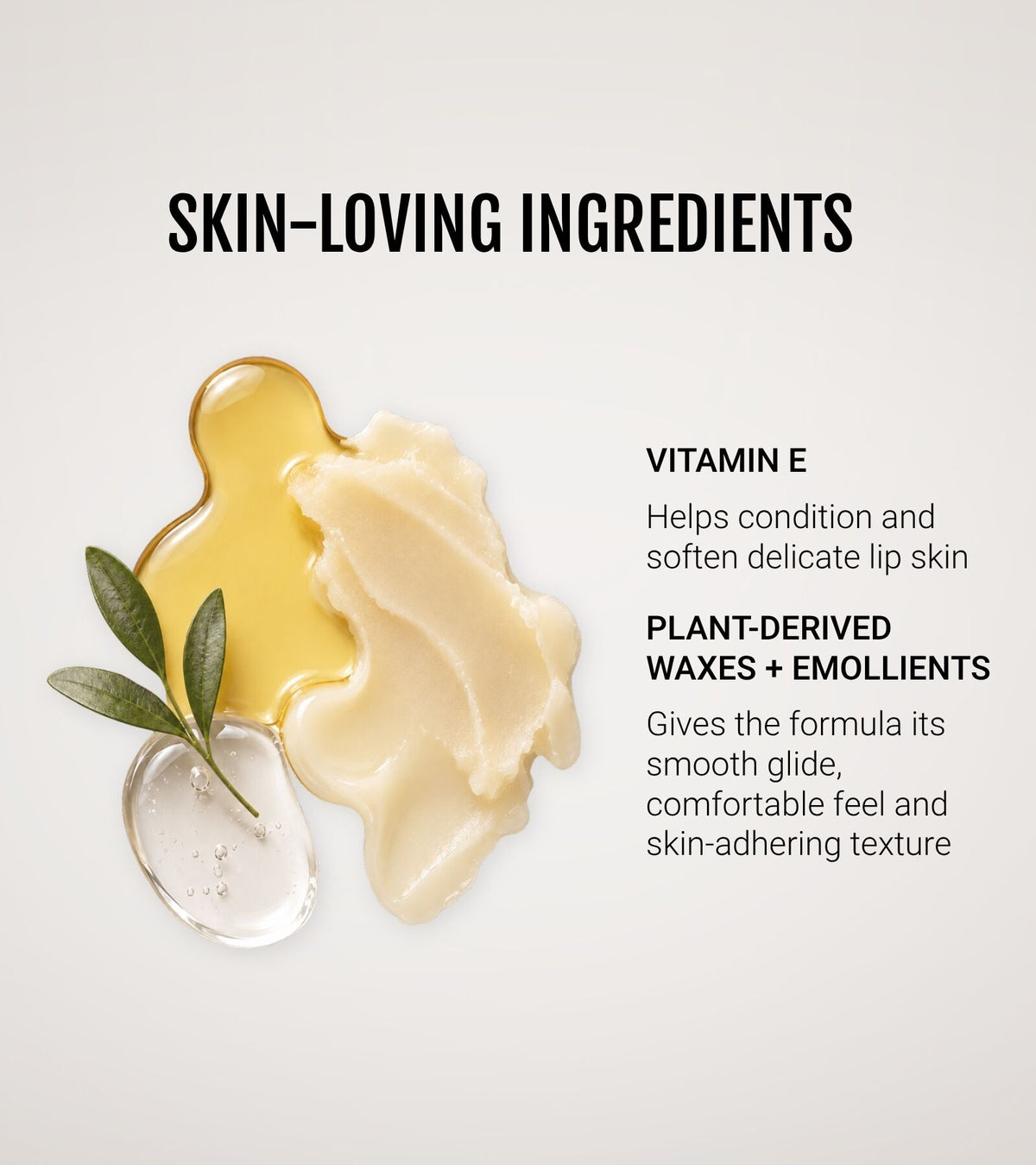 No Makeup Makeup Creme Classic Lip Pencil SKIN-LOVING INGREDIENTS - text describing vitamin E and plant-derived waxes and emollients.