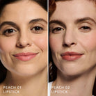 Models wearing No Makeup Makeup® Crème Classic Lipstick in Peach 01 and Peach 02, for a  natural, effortless look.