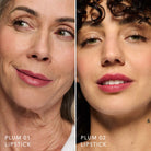 Models wearing No Makeup Makeup® Crème Classic Lipstick in Plum 01 and Plum 02. 